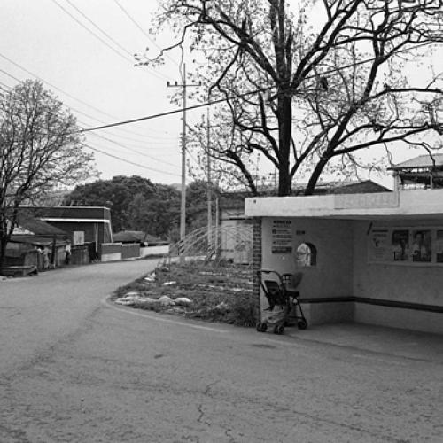 전깃줄 그리고 버스정류장