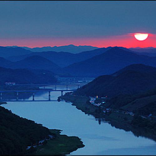 청벽에서 만난 금강 일몰